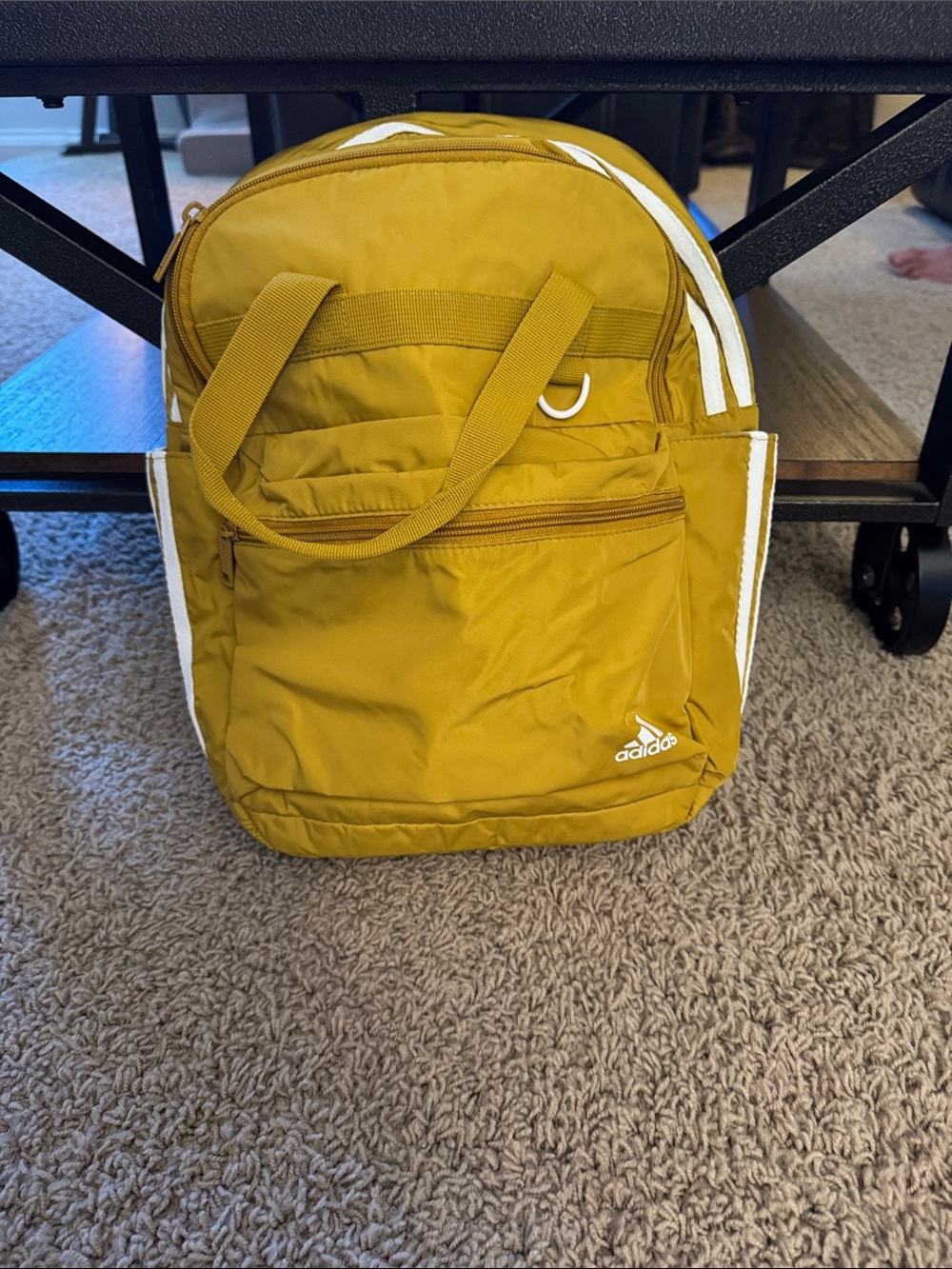 adidas Mustard Yellow Backpack with White Accents